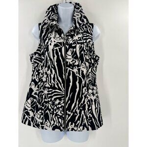 Chico's Women 0 (US S) Zebra Print Sleeveless Zip-Up Vest Jacket Layering